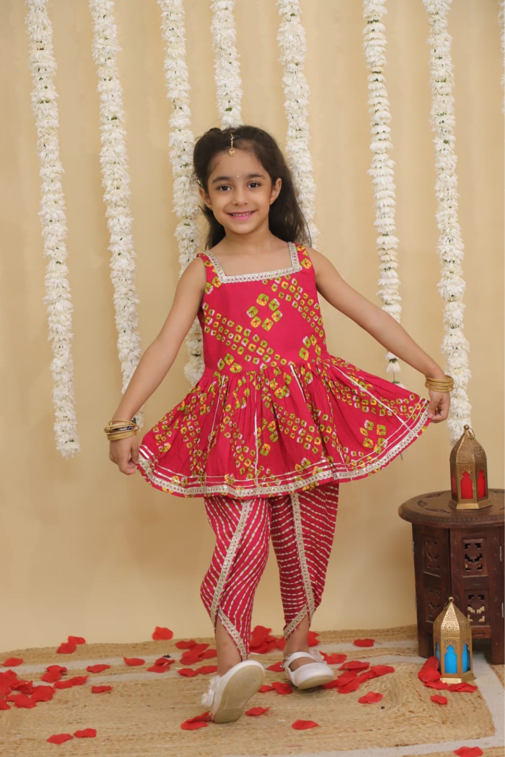 SLEEVELESS PEPLUM TOP WITH DHOTI