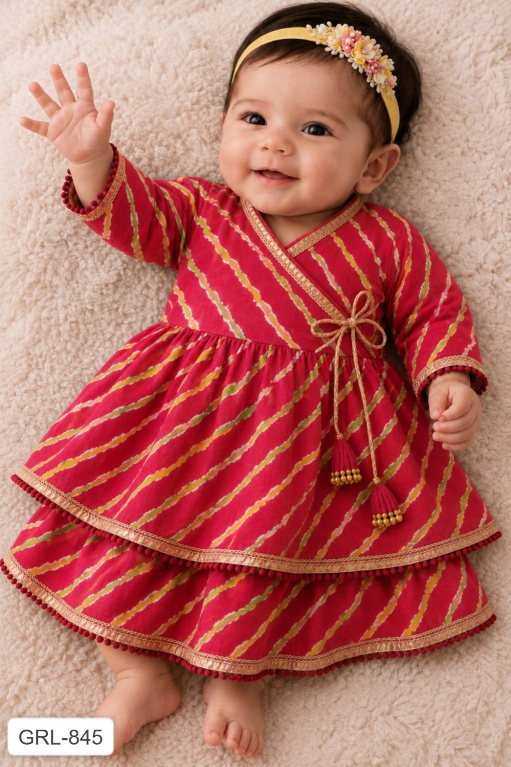 Angrakha Top with Lehenga – Pure Cotton Infant Wear
