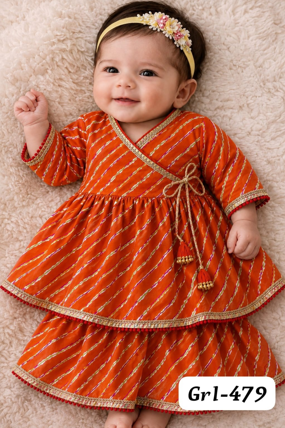Angrakha Top with Lehenga – Pure Cotton Infant Wear