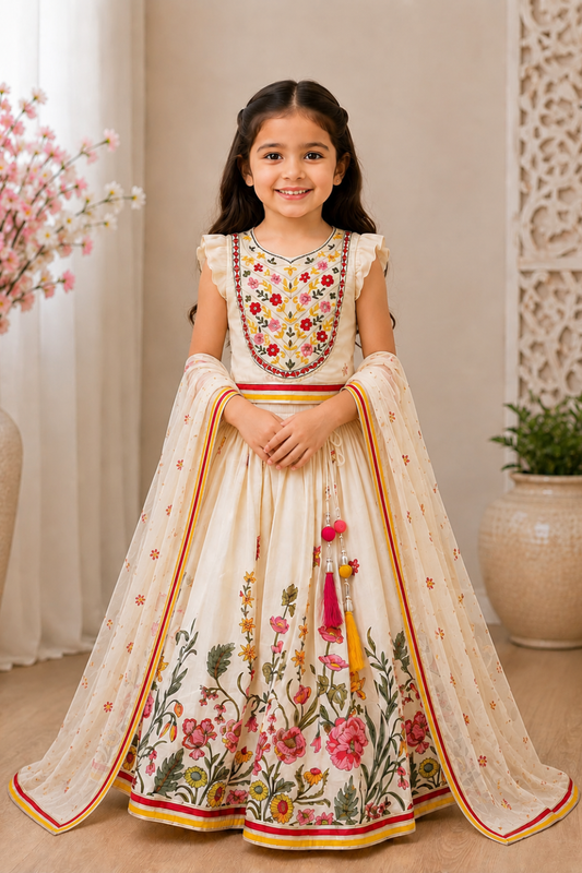 MAL COTTON WHITE LEHNGA